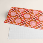 Checkered Sliced Citrus Fruit in Red & Peach Pink Wrapping Paper Gallery Image 2