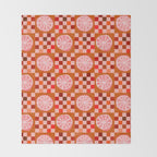 Checkered Sliced Citrus Fruit in Red & Peach Pink Throw Blanket Gallery Image 2