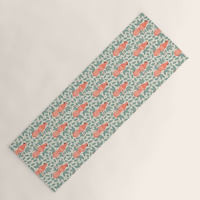 Cardinal Bird and Pine Branches Yoga Mat Gallery Image 1