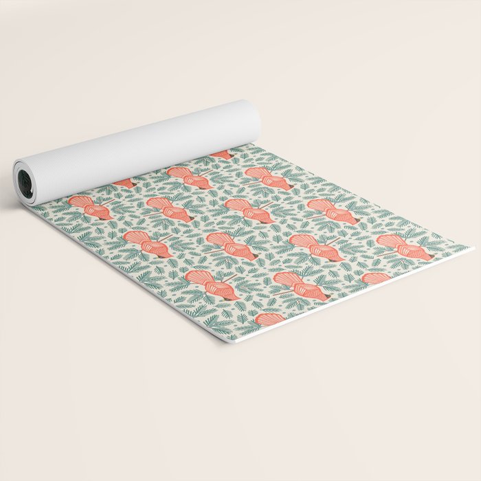 Cardinal Bird and Pine Branches Yoga Mat Gallery Image 2