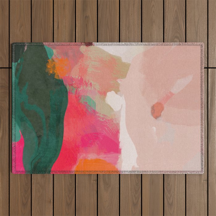 abstract pink Outdoor Rug Gallery Image 1