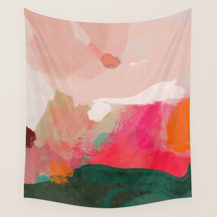 abstract pink Wall Tapestry Gallery Image 4