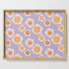 Retro boho daisy floral pattern lavender Serving Tray Gallery Image 1