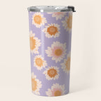 Retro boho daisy floral pattern lavender Travel Mug Gallery Image 2