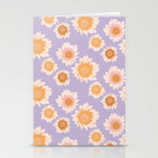 Retro boho daisy floral pattern lavender Stationery Card Gallery Image 2