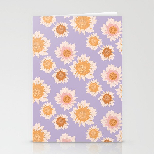 Retro boho daisy floral pattern lavender Stationery Card Gallery Image 2