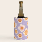 Retro boho daisy floral pattern lavender Wine Chiller Gallery Image 3