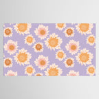 Retro boho daisy floral pattern lavender Tablecloth Gallery Image 2
