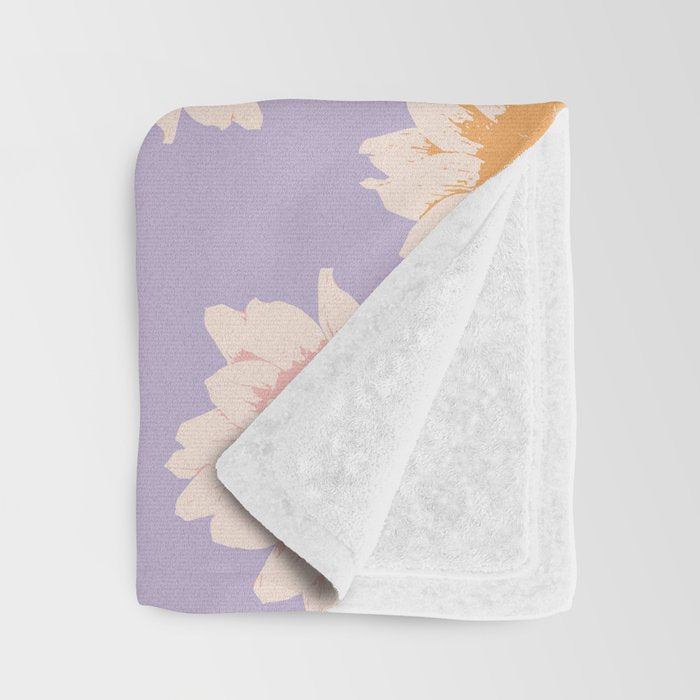 Retro boho daisy floral pattern lavender Throw Blanket Gallery Image 3