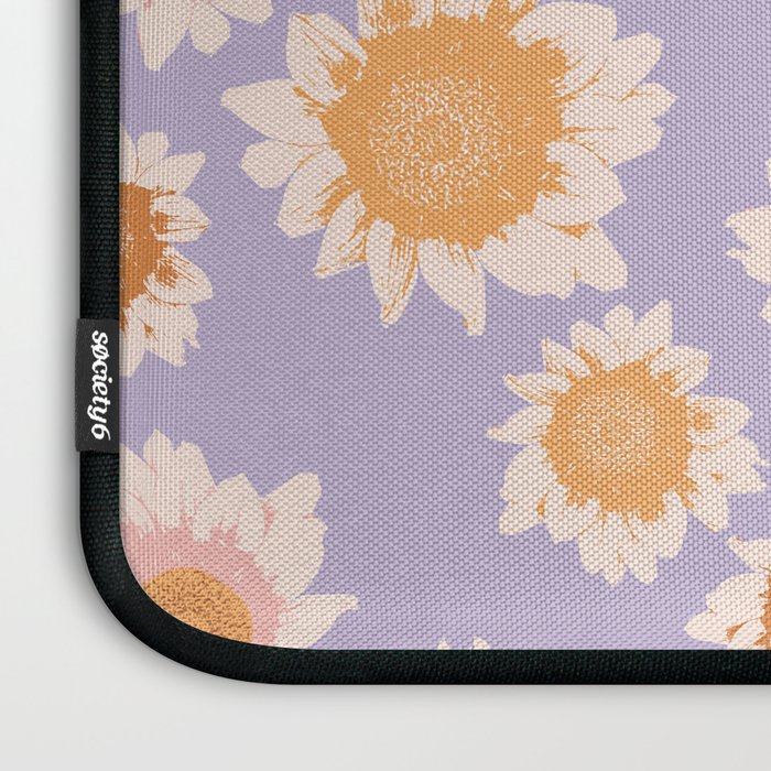 Retro boho daisy floral pattern lavender Laptop Sleeve Gallery Image 3