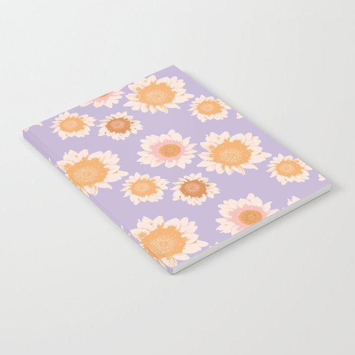 Retro boho daisy floral pattern lavender Notebook Gallery Image 2