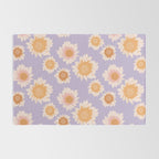 Retro boho daisy floral pattern lavender Rug Gallery Image 2