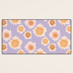 Retro boho daisy floral pattern lavender Desk Mat Gallery Image 3
