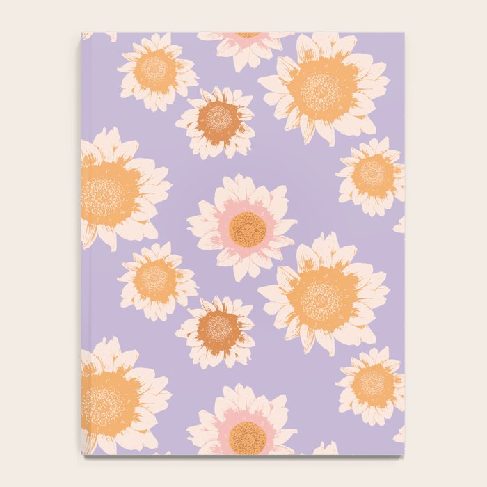 Retro boho daisy floral pattern lavender Notebook Gallery Image 4