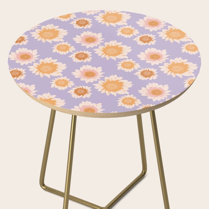 Retro boho daisy floral pattern lavender Side Table Gallery Image 2