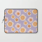 Retro boho daisy floral pattern lavender Laptop Sleeve Gallery Image 1