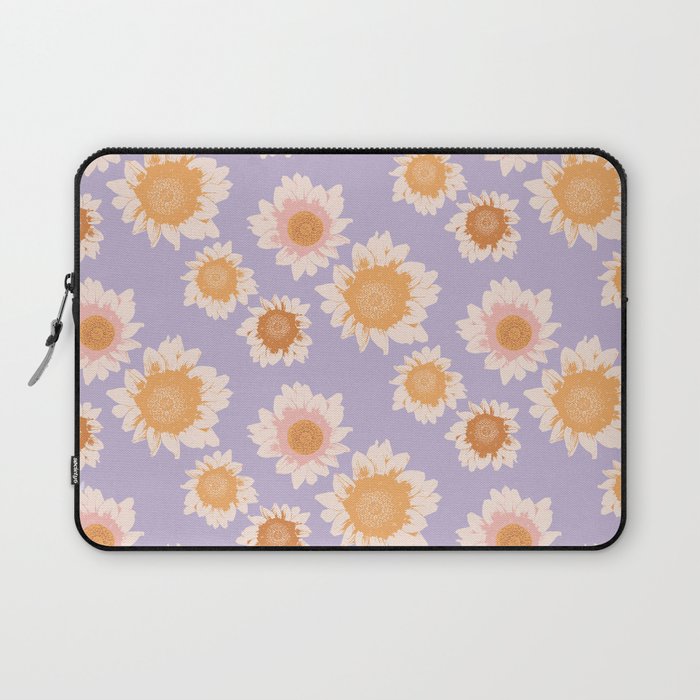 Retro boho daisy floral pattern lavender Laptop Sleeve Gallery Image 1