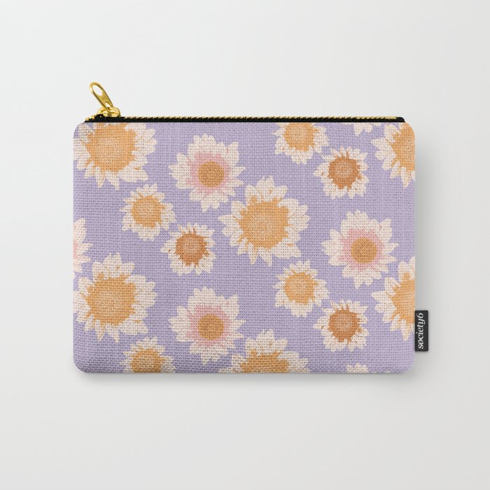 Retro boho daisy floral pattern lavender Carry All Pouch Gallery Image 1