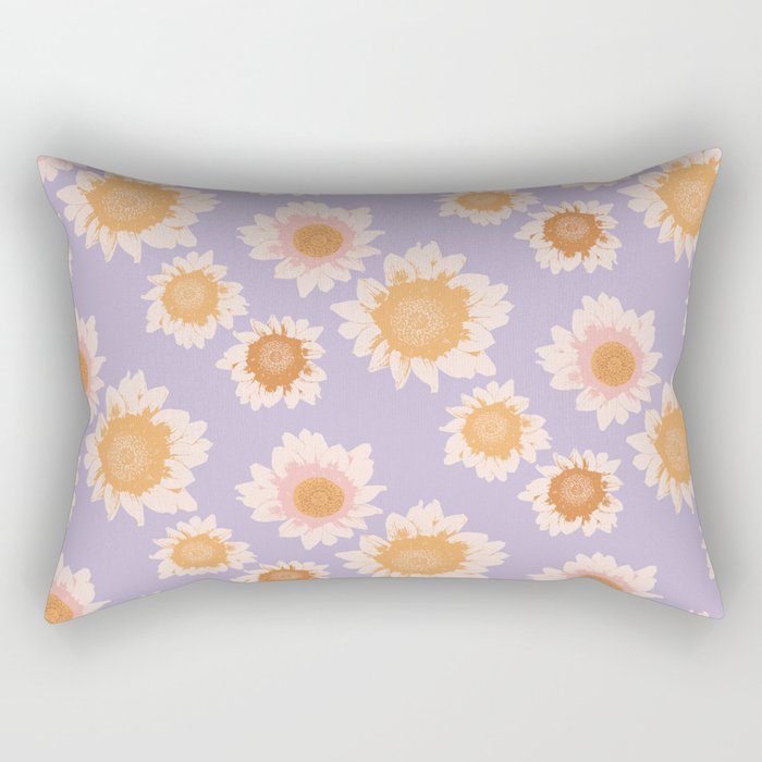 Retro boho daisy floral pattern lavender Rectangular Pillow Gallery Image 2