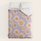 Retro boho daisy floral pattern lavender Duvet Cover Gallery Image 6