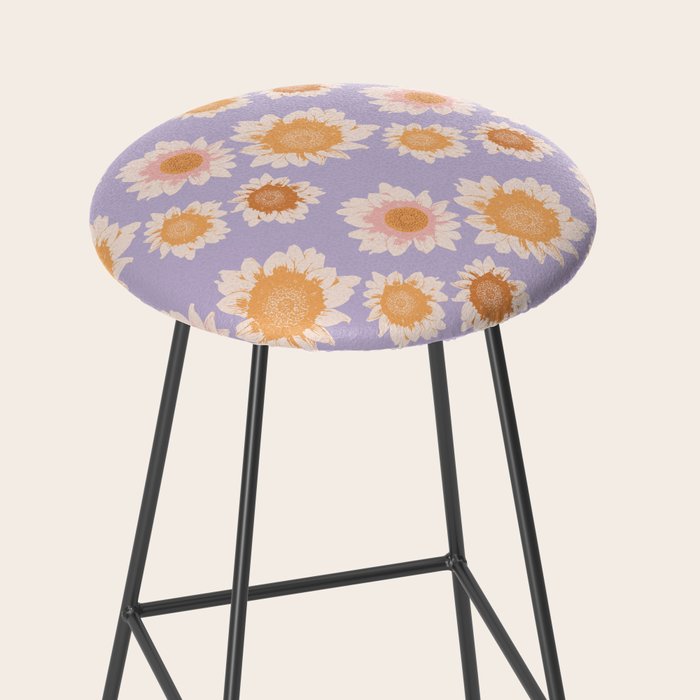 Retro boho daisy floral pattern lavender Stool Gallery Image 2