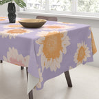 Retro boho daisy floral pattern lavender Tablecloth Gallery Image 3