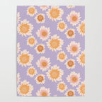 Retro boho daisy floral pattern lavender Poster Gallery Image 4