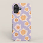 Retro boho daisy floral pattern lavender iPhone Case Gallery Image 1