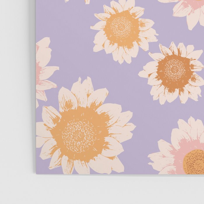 Retro boho daisy floral pattern lavender Poster Gallery Image 3