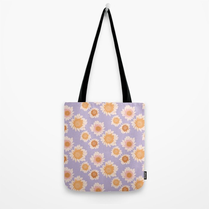 Retro boho daisy floral pattern lavender Tote Bag Gallery Image 2