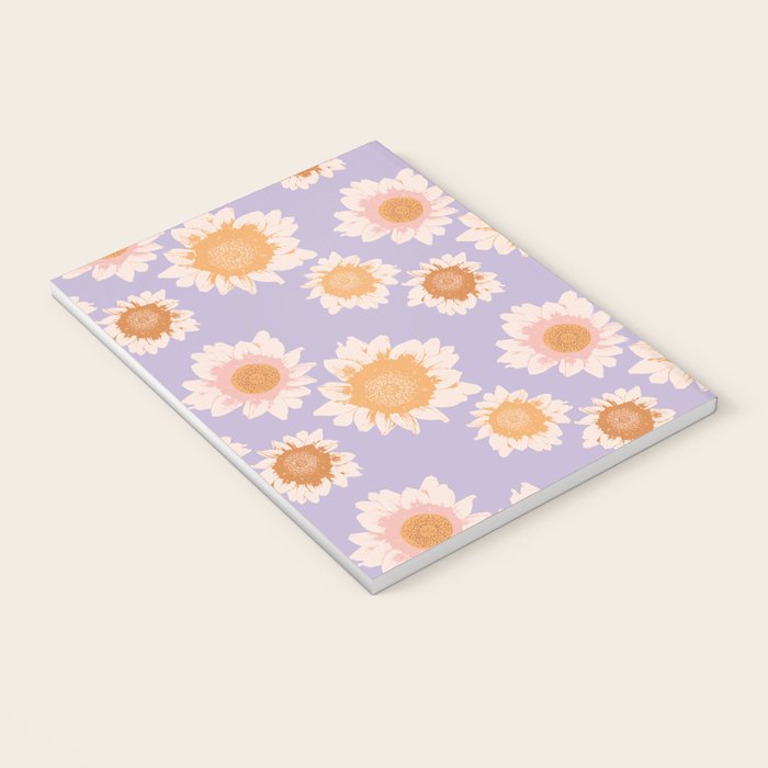 Retro boho daisy floral pattern lavender Notebook Gallery Image 3