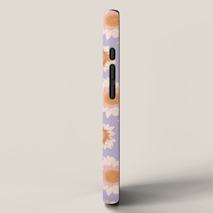Retro boho daisy floral pattern lavender iPhone Case Gallery Image 2