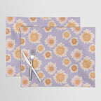 Retro boho daisy floral pattern lavender Placemat Gallery Image 1