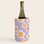 Retro boho daisy floral pattern lavender Wine Chiller Gallery Image 2