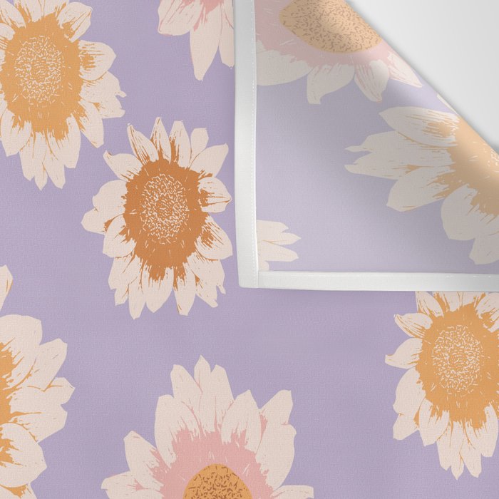 Retro boho daisy floral pattern lavender Wall Tapestry Gallery Image 3