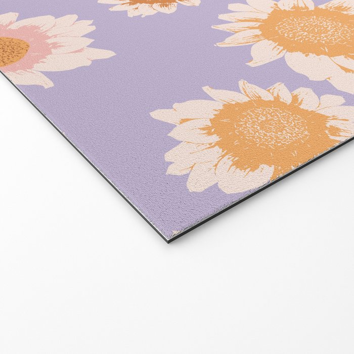 Retro boho daisy floral pattern lavender Welcome Mat Gallery Image 2