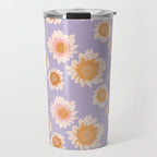 Retro boho daisy floral pattern lavender Travel Mug Gallery Image 1