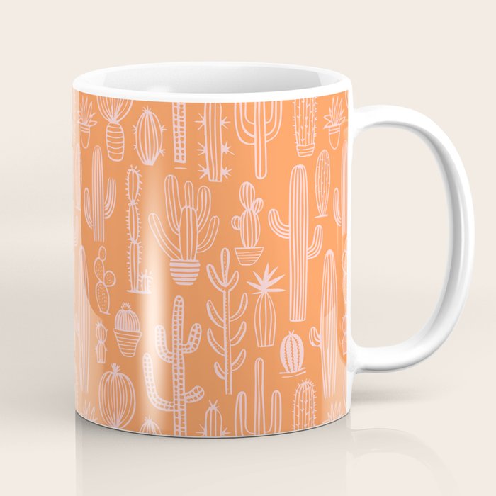 Retro hand drawn cactus plant pattern Coffee Mug Gallery Image 1