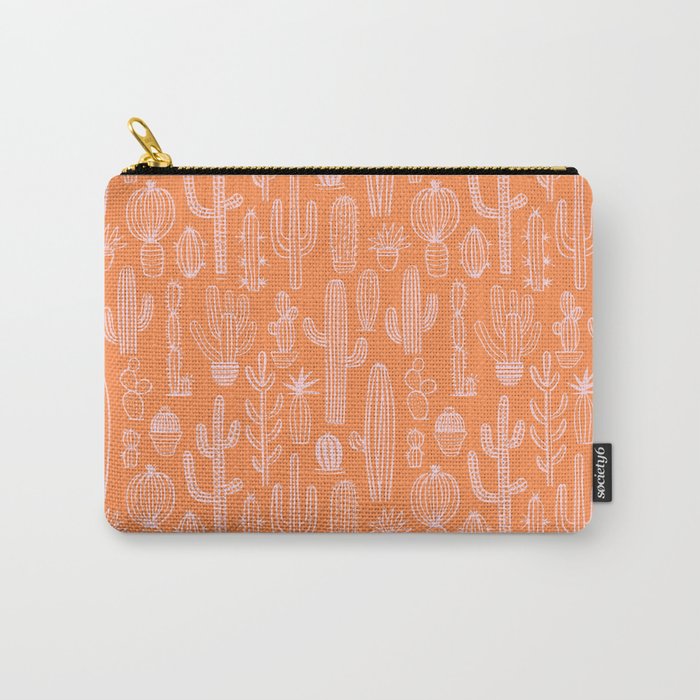 Retro hand drawn cactus plant pattern Carry All Pouch Gallery Image 1