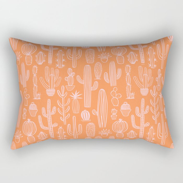 Retro hand drawn cactus plant pattern Rectangular Pillow Gallery Image 2