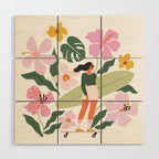 Surfing in garden Wood Wall Art Gallery Image 1