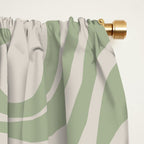 Liquid Swirl Modern Abstract Pattern in Beige and Sage Green Window Curtain Gallery Image 2