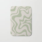 Liquid Swirl Modern Abstract Pattern in Beige and Sage Green Bath Mat Gallery Image 1