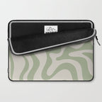 Liquid Swirl Modern Abstract Pattern in Beige and Sage Green Laptop Sleeve Gallery Image 2