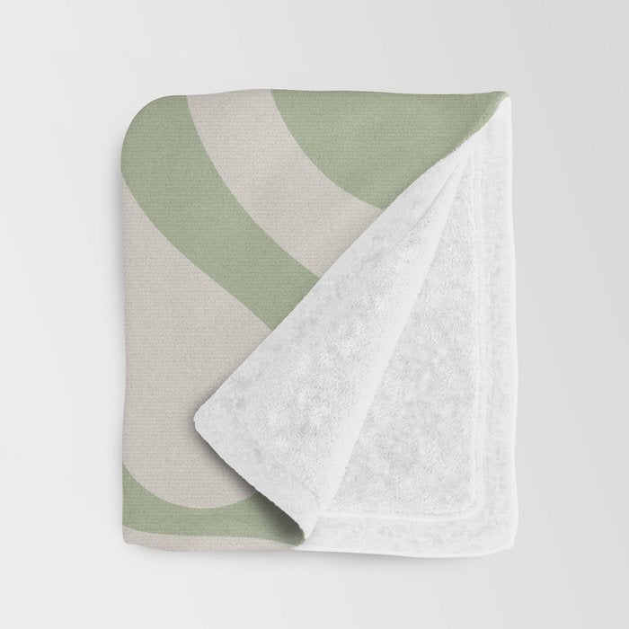 Liquid Swirl Modern Abstract Pattern in Beige and Sage Green Throw Blanket Gallery Image 3
