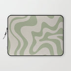 Liquid Swirl Modern Abstract Pattern in Beige and Sage Green Laptop Sleeve Gallery Image 1