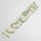 Liquid Swirl Modern Abstract Pattern in Beige and Sage Green Table Runner Gallery Image 3