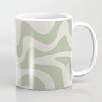 Liquid Swirl Modern Abstract Pattern in Beige and Sage Green Coffee Mug Gallery Image 1
