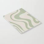 Liquid Swirl Modern Abstract Pattern in Beige and Sage Green Notebook Gallery Image 3