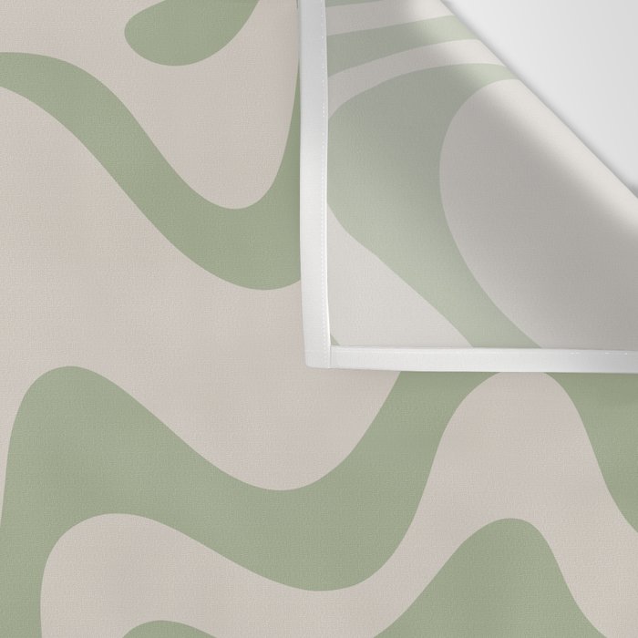 Liquid Swirl Modern Abstract Pattern in Beige and Sage Green Wall Tapestry Gallery Image 3